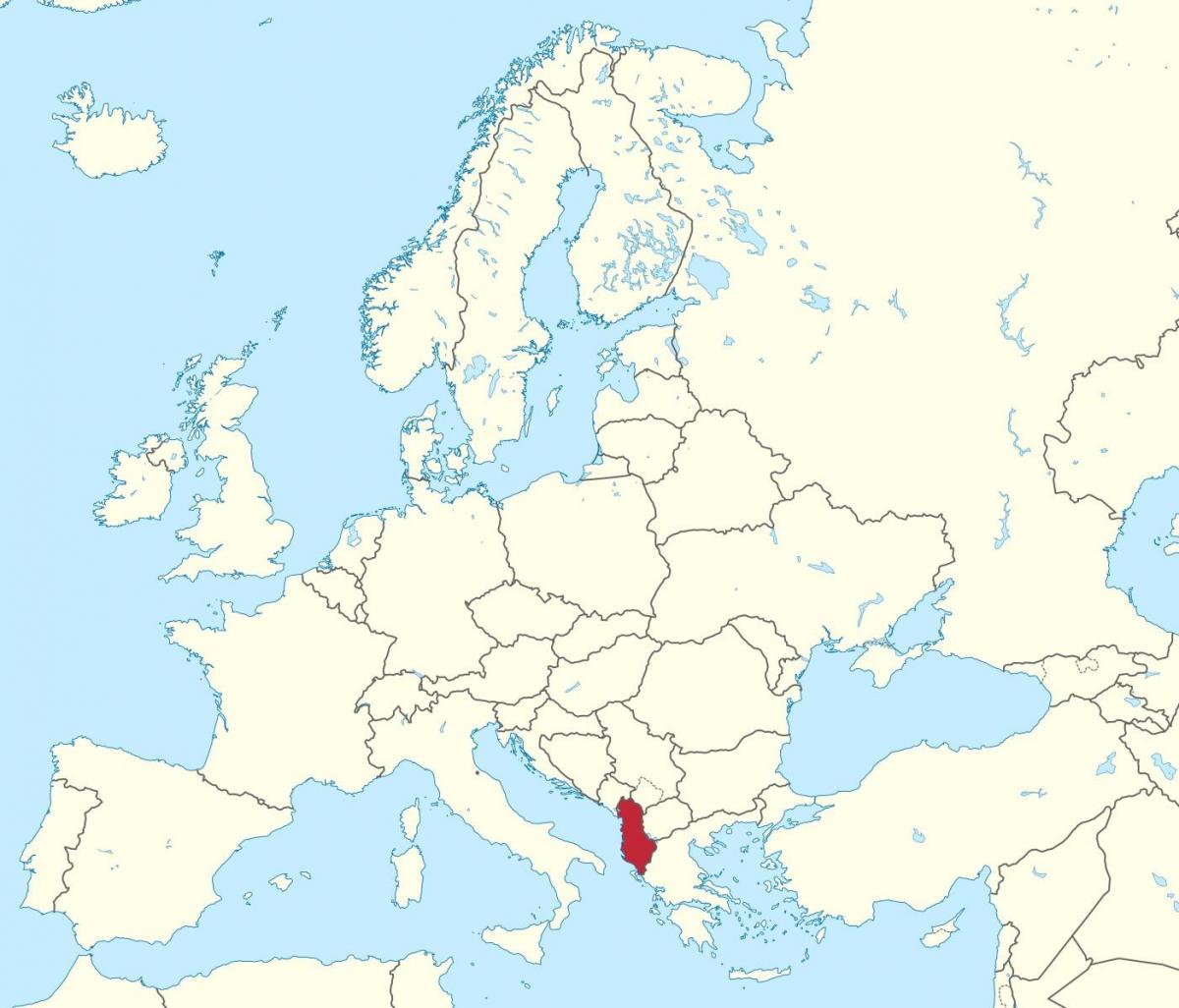 mapa Albánie na evropské