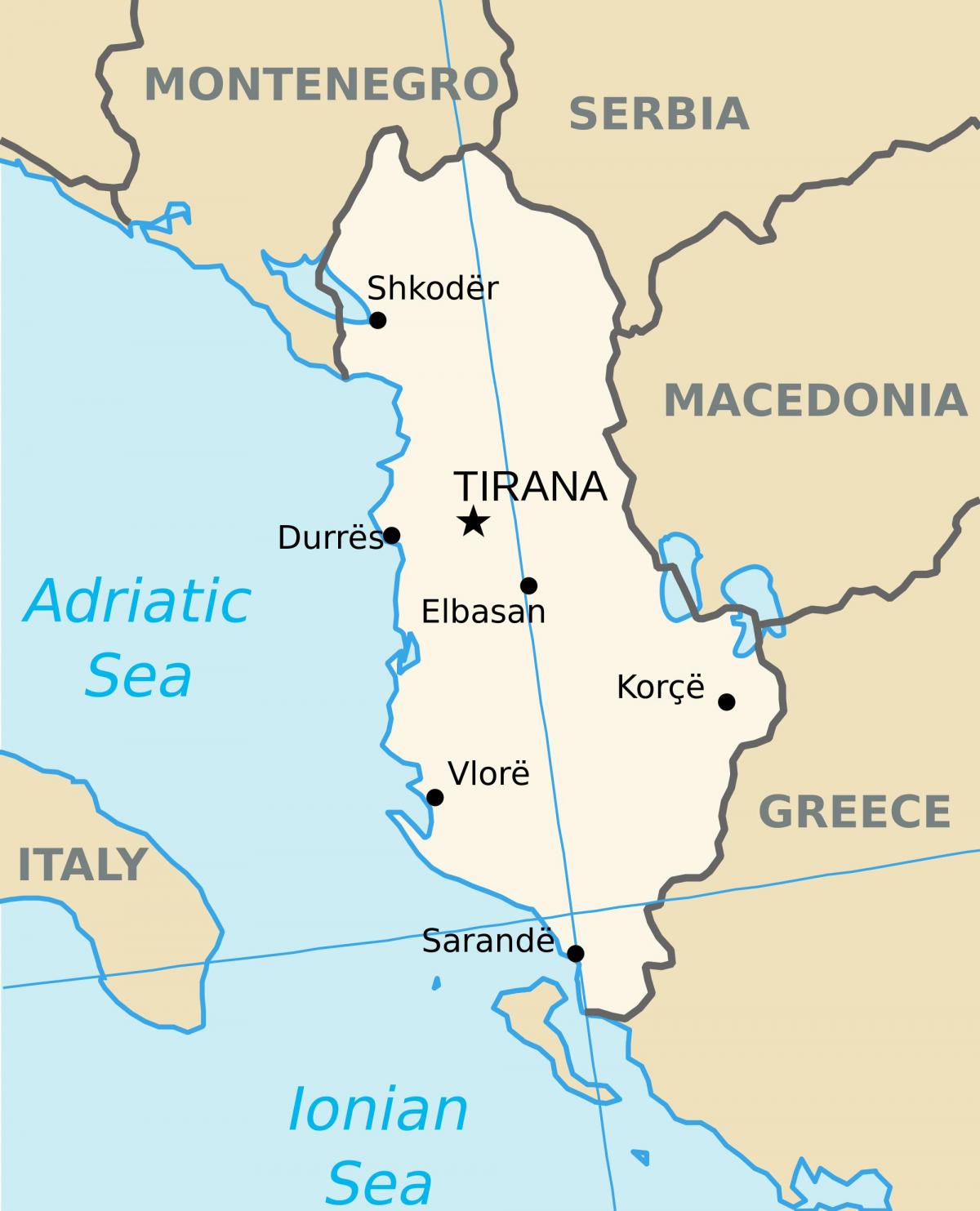 mapa saranda, Albánie