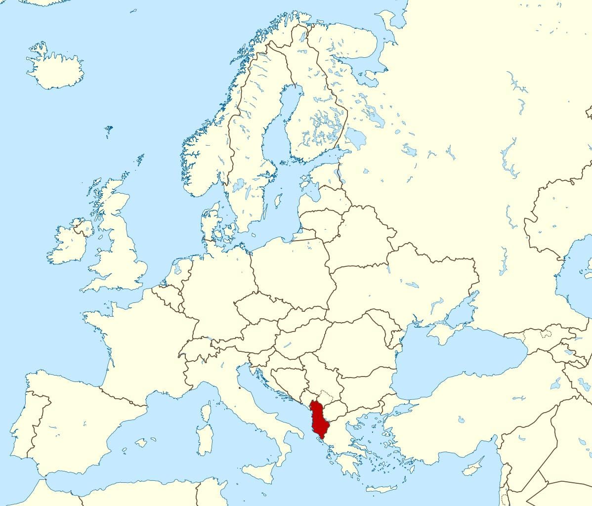 mapa Albánie místo na světě