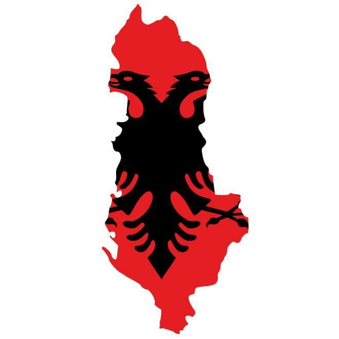 mapa vlajka Albánie