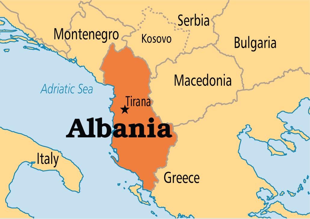Albánie, země, mapa