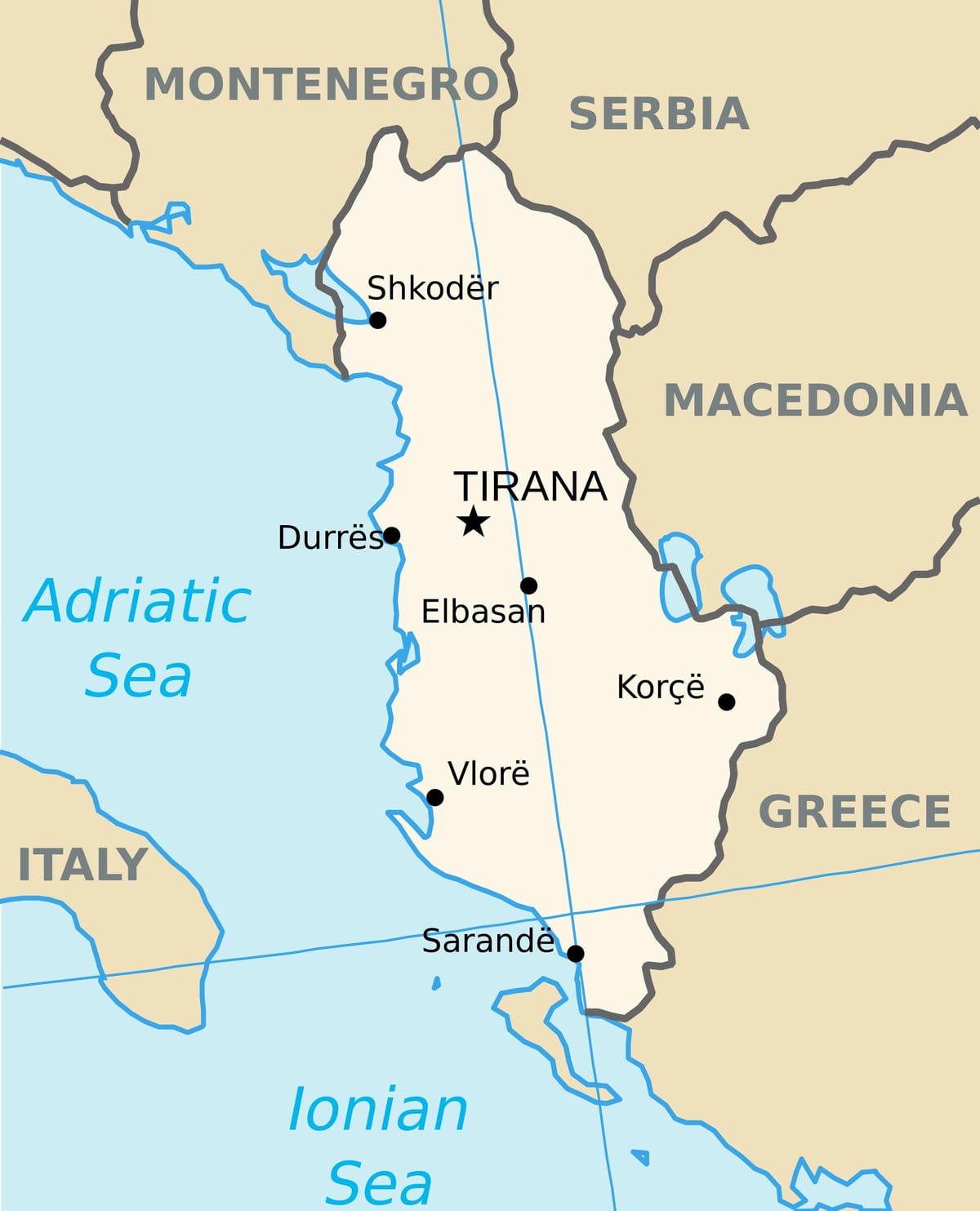 mapa saranda, Albánie