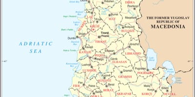 Mapa Albánie s městy