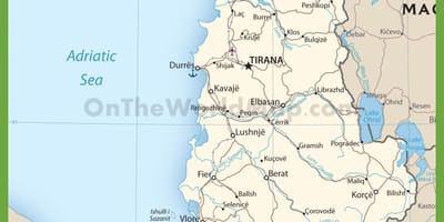 Albánie silnice mapa