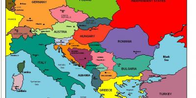 Mapa evropy ukazuje, Albánie